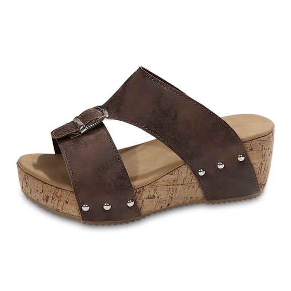 Wovix Women'S Slipper Casual Retro Slippers Comfortable Open Toe Sandals With Thick Sole For Relaxation Daily Wear