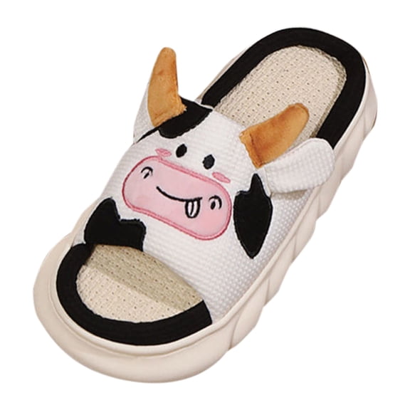 Wovix Women'S Slipper Dorm Cute Animal Design Sandals Durable Non- Shoes Open Toe Silent Flat Casual Indoor Outdoor Shoes