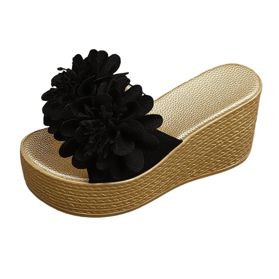Wovix Women'S Slipper Flower Graphic Open Toe Arch Support Comfy Casual Classic Sandals Daily Wear Beige 34