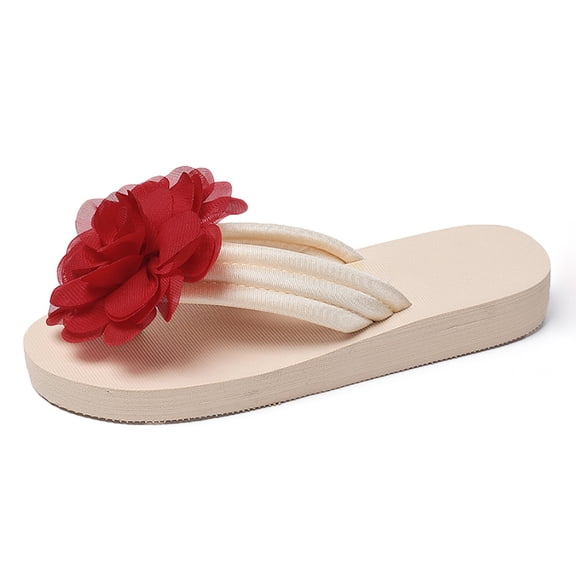 Wovix Women'S Slipper Flower Trendy Design Sandals Lightweight Comfy Open Toe Beach Shoes Walking Footwear Indoor Outdoor Shoes Beige 36