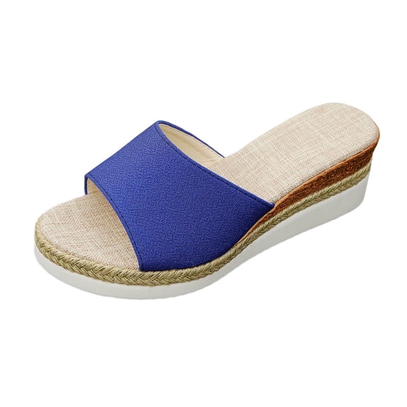 Wovix Women'S Slipper Lightweight Wedge Shoes Open Toe Comfy Dress Shoes Classic Beach Sandals Daily Wear Beige 35