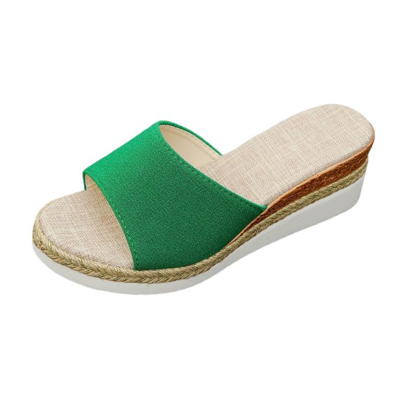 Wovix Women'S Slipper Lightweight Wedge Shoes Open Toe Comfy Dress Shoes Classic Beach Sandals Daily Wear Beige 35