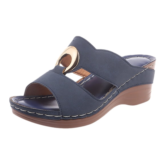 Wovix Women'S Slipper Open Toe Basic Trendy Beach Shoes Platform Lightweight Cushion Sandals Wedge Shoes Daily Wear Black 37