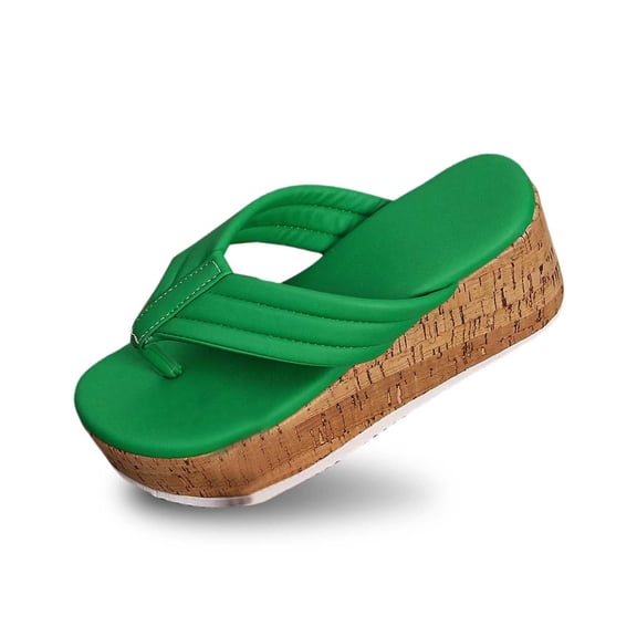 Wovix Women'S Slipper Open Toe Platform Sandals Casual Non- Trendy Streetwear Shoes Indoor Outdoor Shoes Green 37