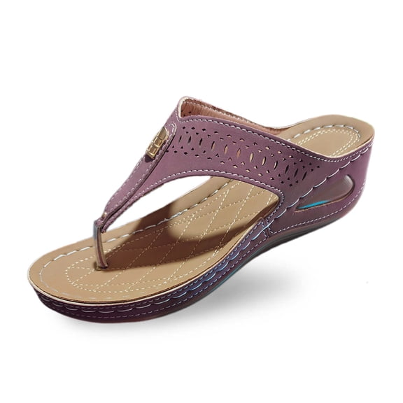 Wovix Women'S Slipper Open Toe Walking Sandals Casual Non- Platform Shoes T Strap Dress Sandals Indoor Outdoor Shoes Navy 37