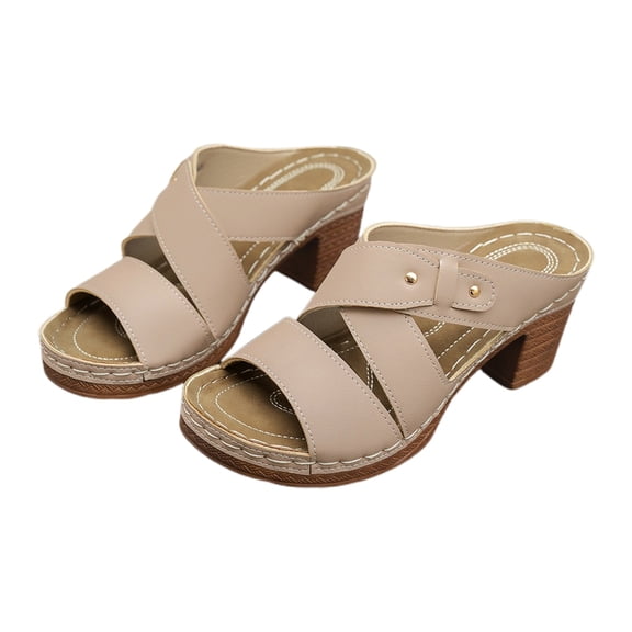 Wovix Women'S Slipper Platform Wedge Sandals Open Toe High Heels Sandals For Casual Trendy Work Daily Wear