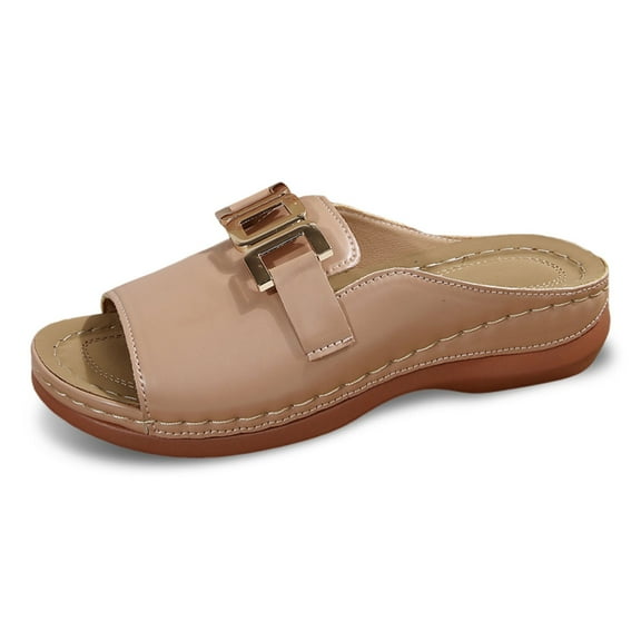 Wovix Women'S Slipper Summer Fashion Trendy Artificial Leather Temperament Casual Soft Sanals Indoor Outdoor Shoes