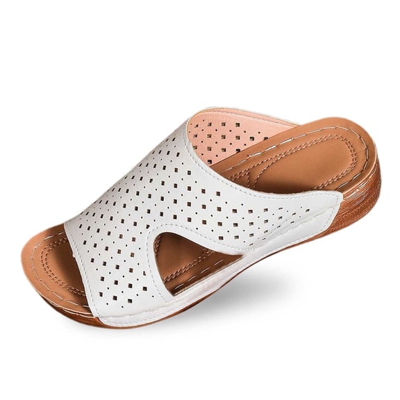 Wovix Women'S Slipper Summer Open Toe Fashion Hollow Faux Leather Slippers Breathable Shoes Daily Wear