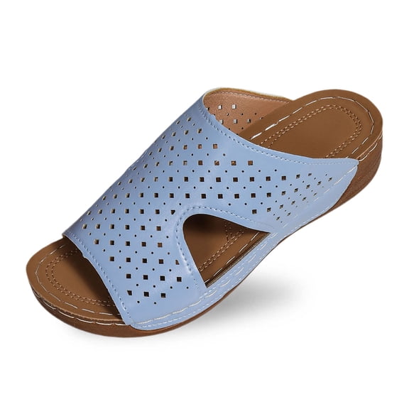 Wovix Women'S Slipper Summer Open Toe Fashion Hollow Faux Leather Slippers Breathable Shoes Daily Wear