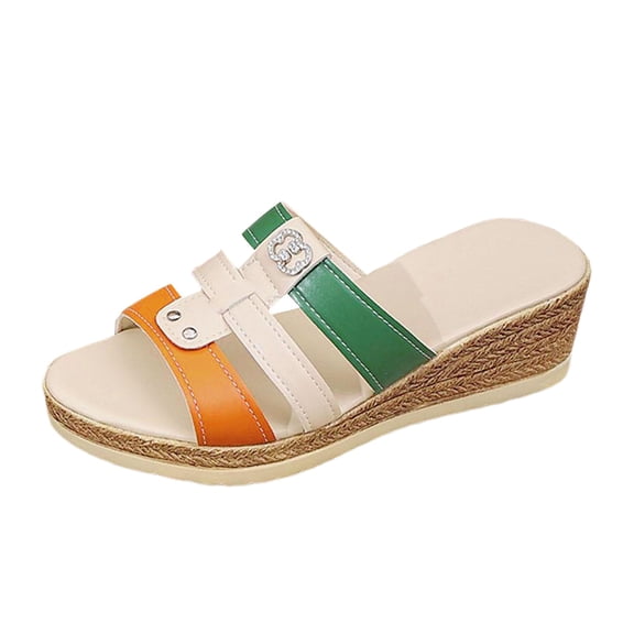 Wovix Women'S Slipper Trendy Coloful Open Toe Platform Wedge Walking Sandals Work Dressy Casual Indoor Outdoor Shoes Black 37