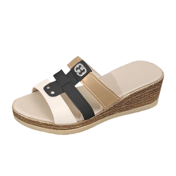 Wovix Women'S Slipper Trendy Coloful Open Toe Platform Wedge Walking Sandals Work Dressy Casual Indoor Outdoor Shoes Black 37