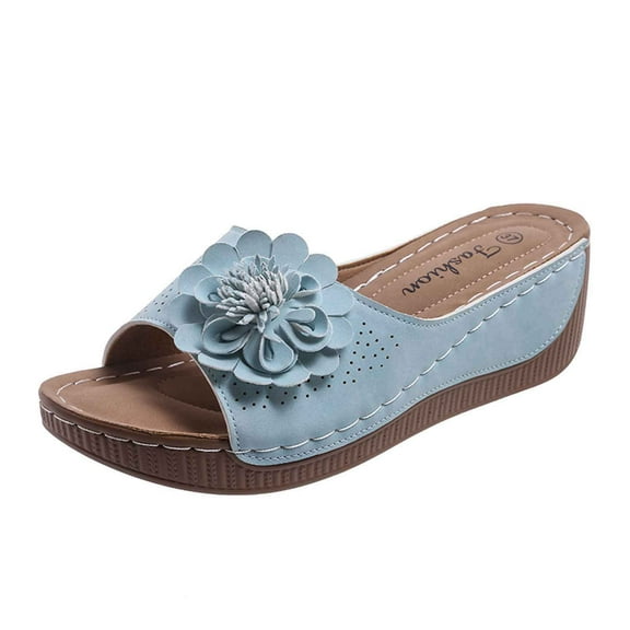 Wovix Women'S Slipper Waterproof Shoes Work Sandals Open Toe Platform Wedge Footwear Daily Wear