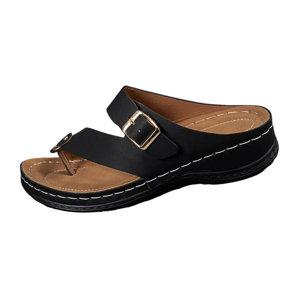 Wovix Women'S Slipper Wedges Sandals Trendy Retro Adjustable Strap Open Toe Durable Dress Shoes Daily Wear