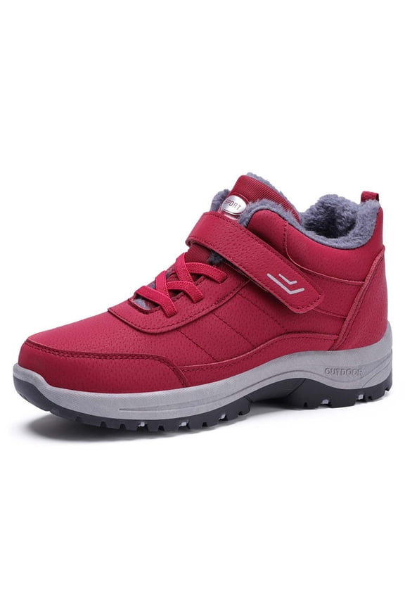 Women Snow Boots Lined Winter Boots High Top Lined Thickened Walking Shoes Ankle Shoes Outdoor Activities Watermelon Red 39