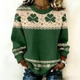 thumbnail image 1 of Wovix Women Sweater Long Sleeve Jumper Knitted Crewneck Pullover Comfy Tops St Patty's Green XL, 1 of 4