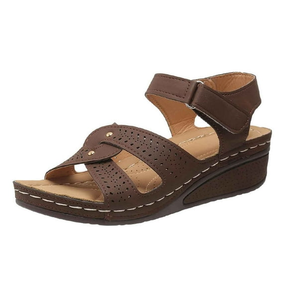 Wovix Women Trendy Sandals Adjustable Ankle Strap Open Toe Beach Sandals Dressy And Casual Shoes Casual Daily Wear Beige 37