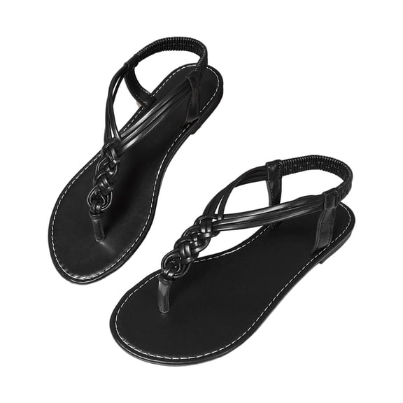 Wovix Women Trendy Sandals Ankle Strap Shoes T Strap Dress Sandals Solid Simple Basic Flat Casual Daily Wear
