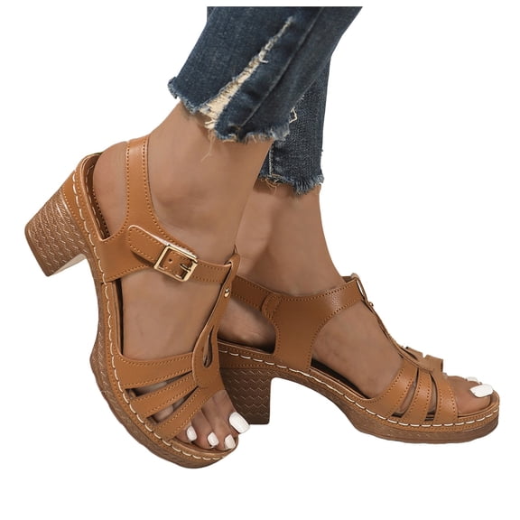 Wovix Women Trendy Sandals Heel Open Toe Flat Ankle Adjustable Strap Shoes Classic Footwear Casual Daily Wear Blue 35