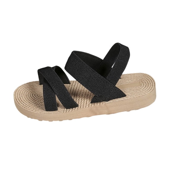 Wovix Women Trendy Sandals Cross Band Trendy Waterproof Shoes Platform Ankle Strap Open Toe Sandals Casual Daily Wear Black 36