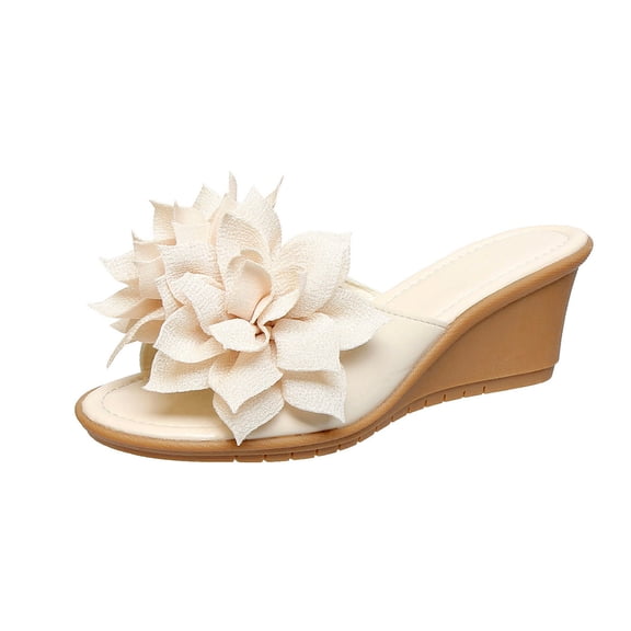 Wovix Women Trendy Sandals Flower Design Open Toe Shoes Ankle Strap Simple Footwear Indoor Outdoor Shoes Beige 36