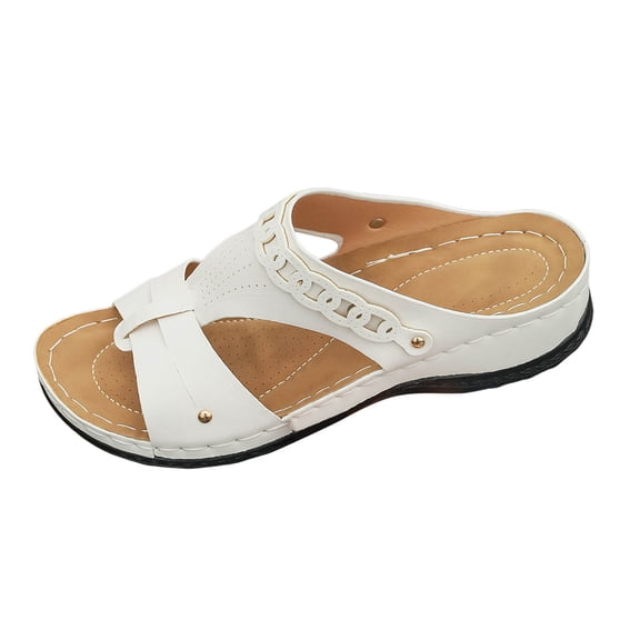 Wovix Women Trendy Sandals Lightweight Beach Shoes Open Toe Flat Simple Shower Footwear Casual Daily Wear Beige 36