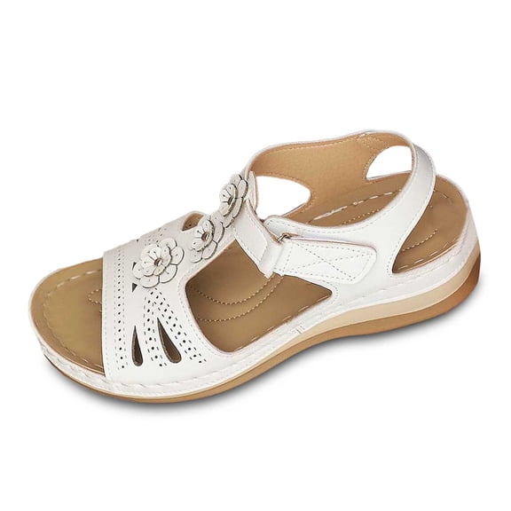 Wovix Women Trendy Sandals Lightweight Soft Shoes Ankle Band Classic Simple Sandals Flower Design Work Shoes Casual Daily Wear Black 37