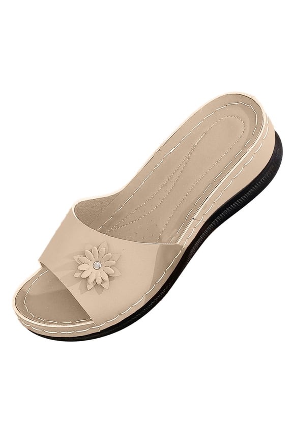 Women Trendy Sandals Open Toe Flat Wedge Shoes Slipper Simple Comfy Shoes Indoor Outdoor Shoes