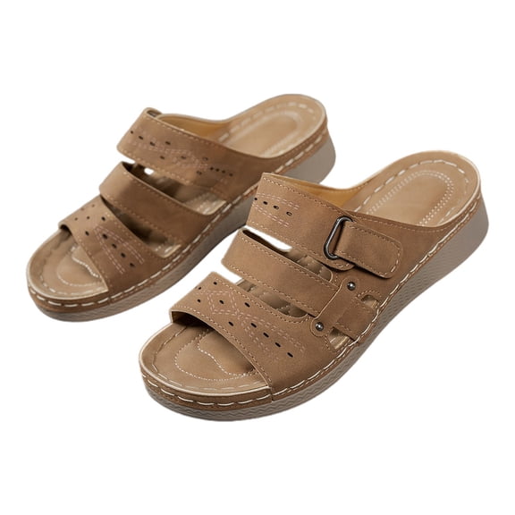 Wovix Women Trendy Sandals Open Toe Solid Classic Daily Sandals Slipper Beach Trendy Footwear Indoor Outdoor Shoes