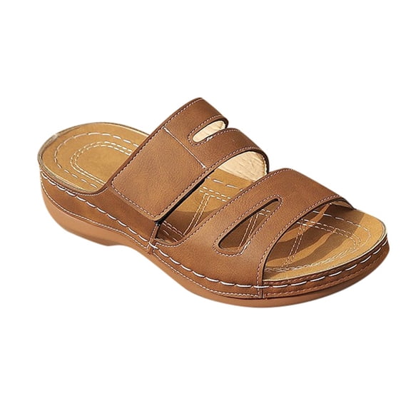 Wovix Women Trendy Sandals Platform Wedge Shoes Classic Simple Comfortable Slip-On Open Toe Arch Support Footwear Indoor Outdoor Shoes