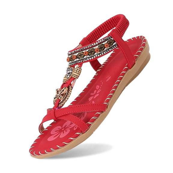 Wovix Women Trendy Sandals Retro Open Toe Flat Shoes Ankle Strap Simple Durable Footwear Indoor Outdoor Shoes Brown 35