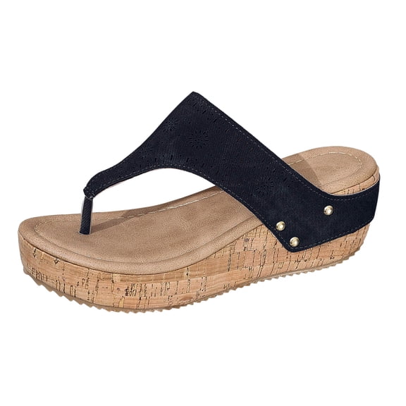 Wovix Women Trendy Sandals Thong Slippers Shoes Non- Simple Beach Shower Shoes Casual Daily Wear Black 36