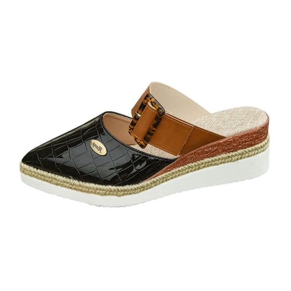 Wovix Women Trendy Sandals Trendy Pointed Toe Shoes Platform Adjustable Sandals Closed Toe Indoor Outdoor Shoes Black 36