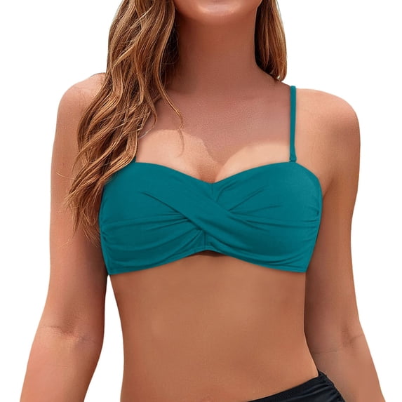Wovix Women Underwire Bikini Top Push Up Swimsuit Top Bra Padded Bathing Suit Twist Front Swimwear Top Only
