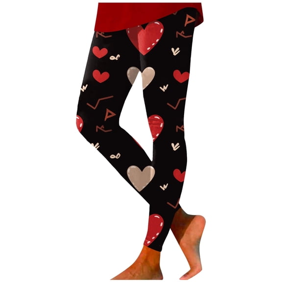 Wovix Women Valentine Legging Basic Pants Romantic Date Casual Daily Legging With Heart Graphic Tummy Control Lounge Pants