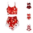 thumbnail image 1 of Wovix Women Valentines Pajama Sets 2 Pcs Heart Graphic Pajamas Set Cami Sleepwear Sleeveless Low Crew Neck Soft Pjs Set With Shorts Sleepwear, 1 of 5