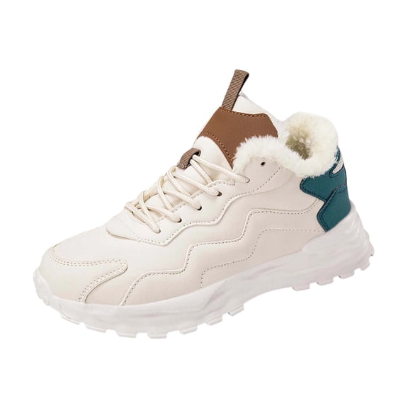 Wovix Women Winter Platform Colorblock Casual Lace-Up Walking Sneakers Lightweight Soft Thicken Shoes Outdoor Activities