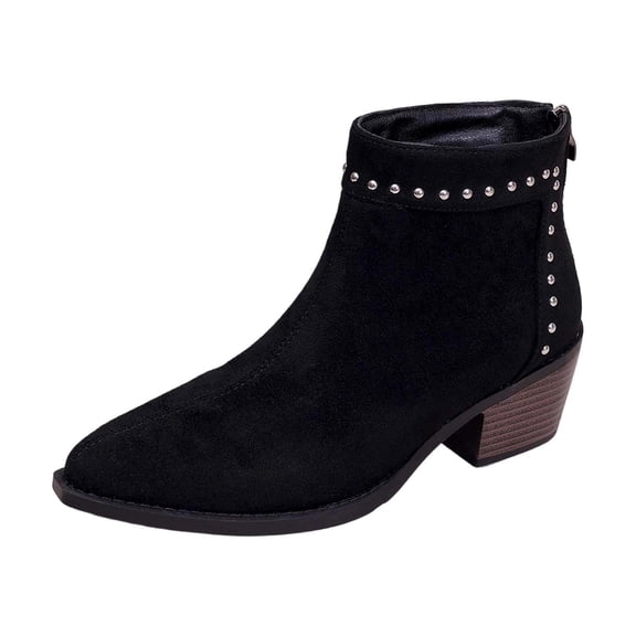 Wovix Women's Ankle Boots Fashion Booties Comfortable Durable Shoes Pointed Closed Toe Short Boots Zip Daily Black 37