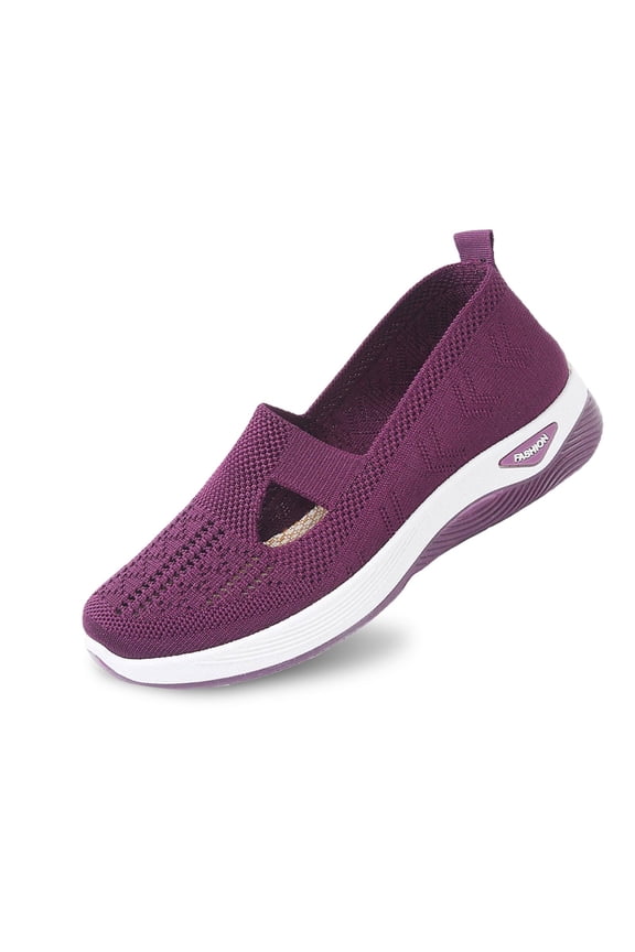 Women's Barefoot Mary Jane Flats Wide Toe Box Zero Drop Sole Lightweight Soft Breathable Slip On Washable Knitted Fabric Office Work