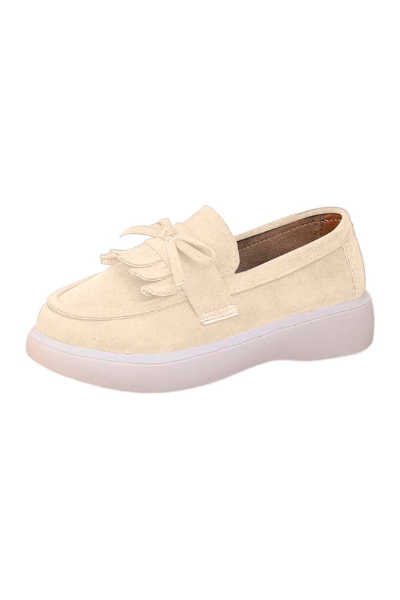Women's Boho Slip-On Casual Shoes Loafer Solid Comfy Work Casual Loafers Daily Beige 40