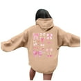 thumbnail image 1 of Wovix Women's Bow Print Fleeced Hoodies Oversized Long Sleeve Hooded Sweatshirts Graphic Drop Shoulder Pullover Top, 1 of 6