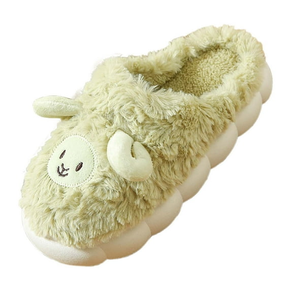 Wovix Women's Cartoon Fuzzy Slippers Animal Shape Plush Slippers Thick Sole Solid Color Soft Winter Indoor Slippers Casual Durable Bedroom Shoes