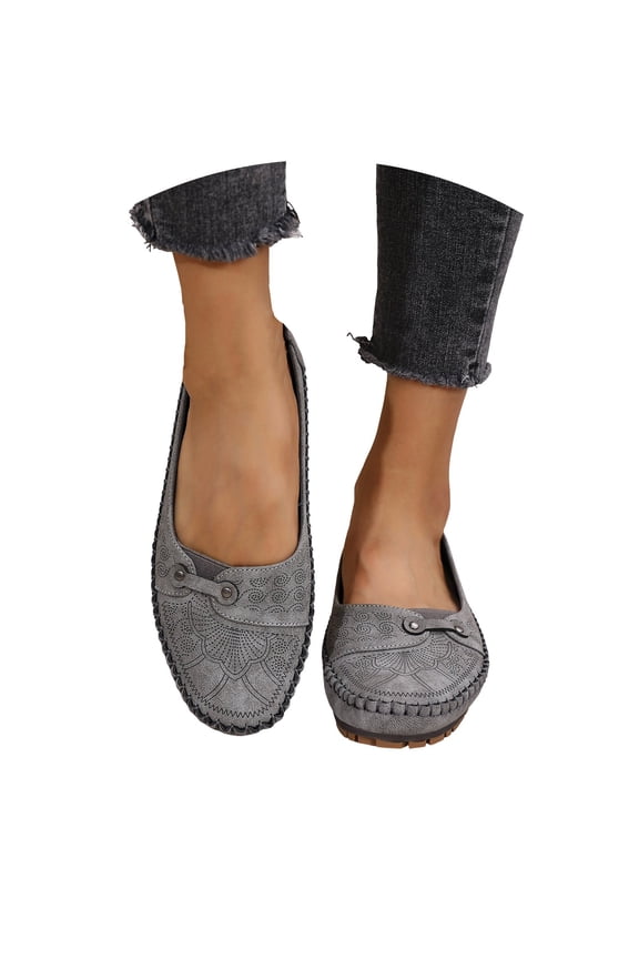 Women's Casual Comfy Flats Shoes Daily Comfort Walking Loafer Work Trendy Shoes Grey 38