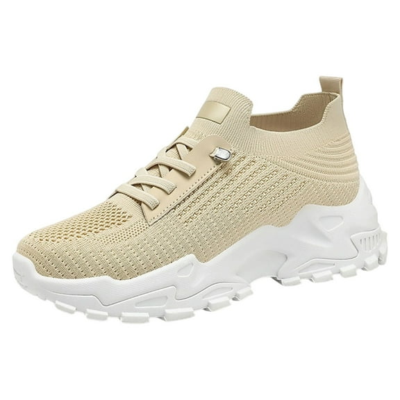 Wovix Women's Casual Fashion Sneakers Stylish Footwear For Spring And Summer Comfortable Slip On Design Mid Height Heel Versatile And Sneakers Cushioning Walking Tennis Sneaker