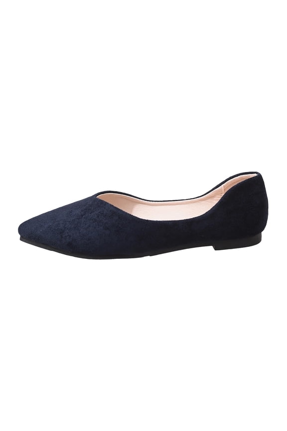 Women's Comfortable Slip On Pointed Toe Ballet Flats Soft Solid Casual Shoes Solid Trendy Work Daily Flats Navy 38