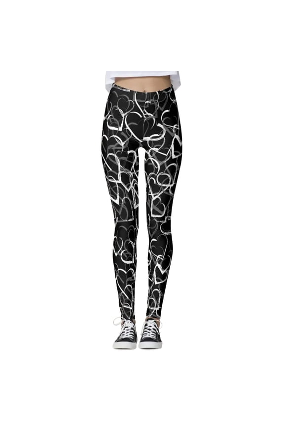 Women's Digital Skull Printed Elastic Footless Tights Leggings Basic Soft Basic Long Length Tummy Control Pants Athleisure Heart Graphic Work Yoga Daily Valentine's Day Wear