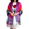 thumbnail image 1 of Wovix Women's Fashion Cotton Blend Scarf Luxury Satin Shawl Wraps Colorful Elegant Colorful Paisley Soft Pashmina Scarf Shawl Wrap Trendy Winter Gifts, 1 of 1