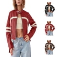 thumbnail image 1 of Wovix Women's Faux Leather Jackets Zip Up Stand Collar Cropped Motocross PU Coats Long Sleeve Solid Basic Trendy Streetwear Outerwear with Pocket Spring Fashion Clothes, 1 of 4