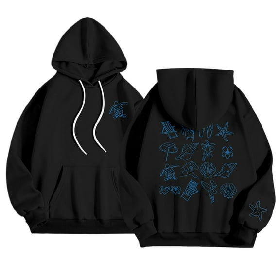 Wovix Women's Fleece Hoodie Rose Letter Print Hooded Pullover with Pocket Sweatshirt Long Sleeve for Daily