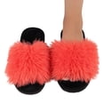 thumbnail image 1 of Wovix Women's Fuzzy Fluffy Furry Slippers Flip Flop Open Toe Cozy House Memory Foam Anti- Spa Indoor Outdoor on Shoes, 1 of 3