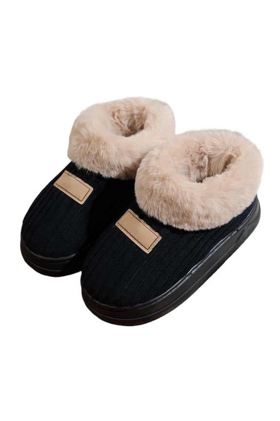 Women's Fuzzy Memory Foam Slippers Closed Back Knit Bedroom Slippers Slip-On Warm House Shoes for Indoor Outdoor Comfort Shoes